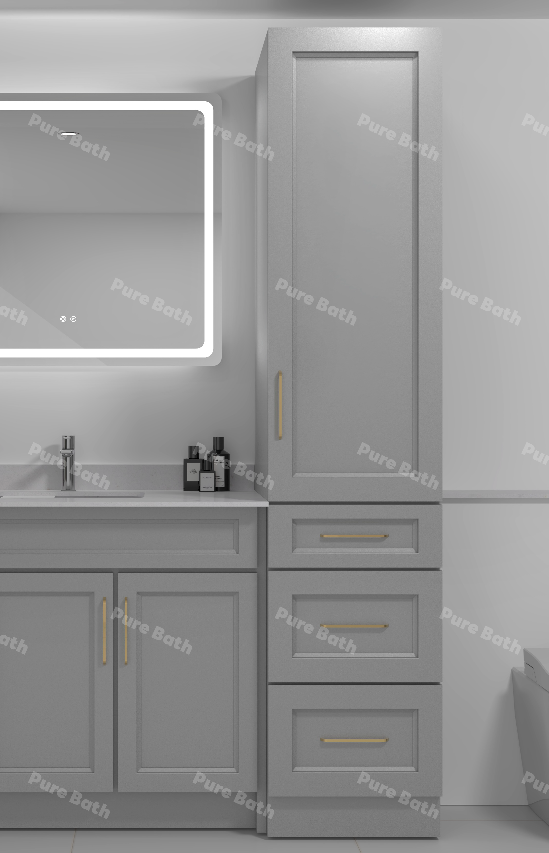 18" x 84" Freestanding Linen Tower Cabinet (Pinewood)