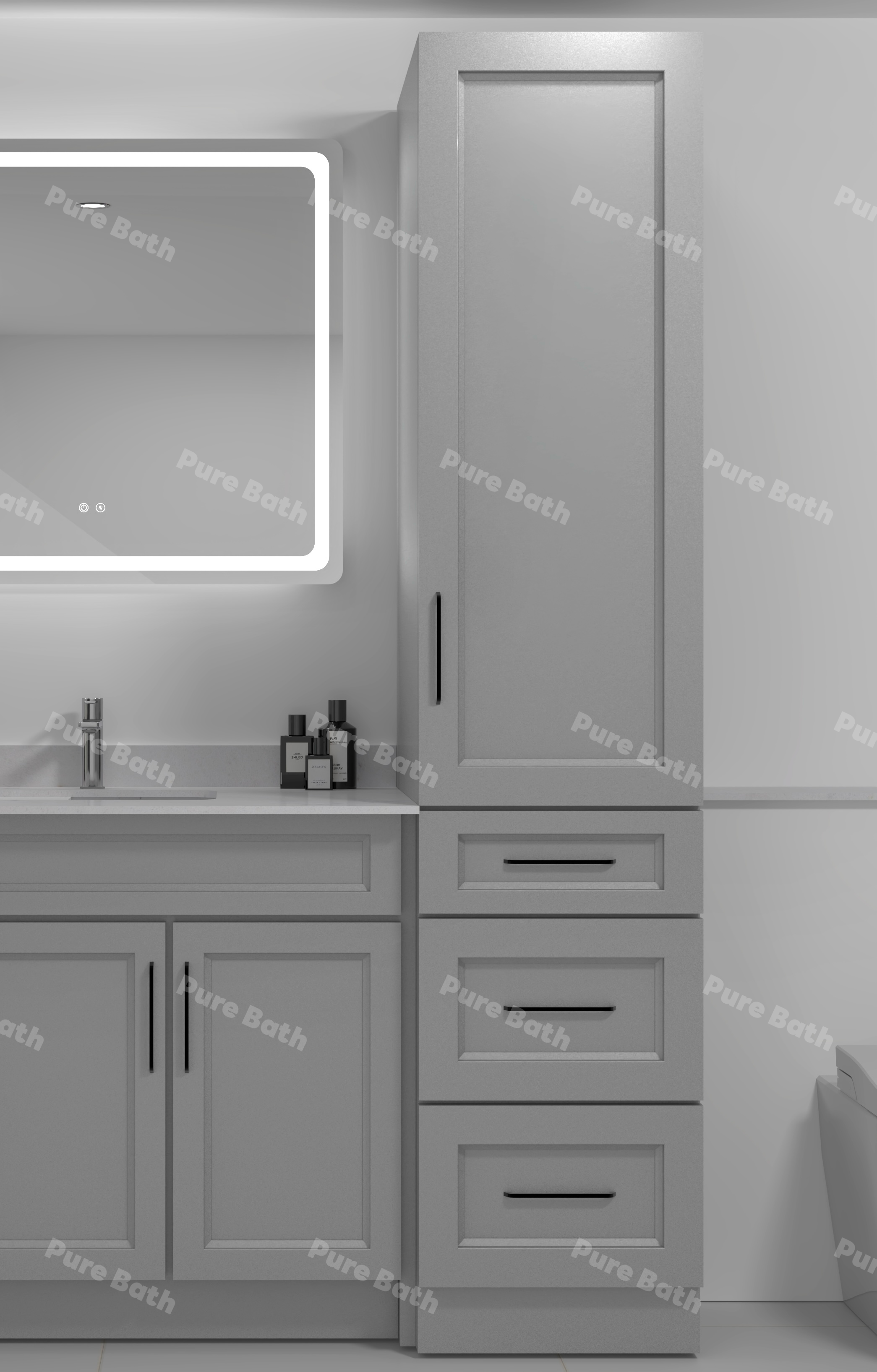 18" x 84" Freestanding Linen Tower Cabinet (Pinewood)