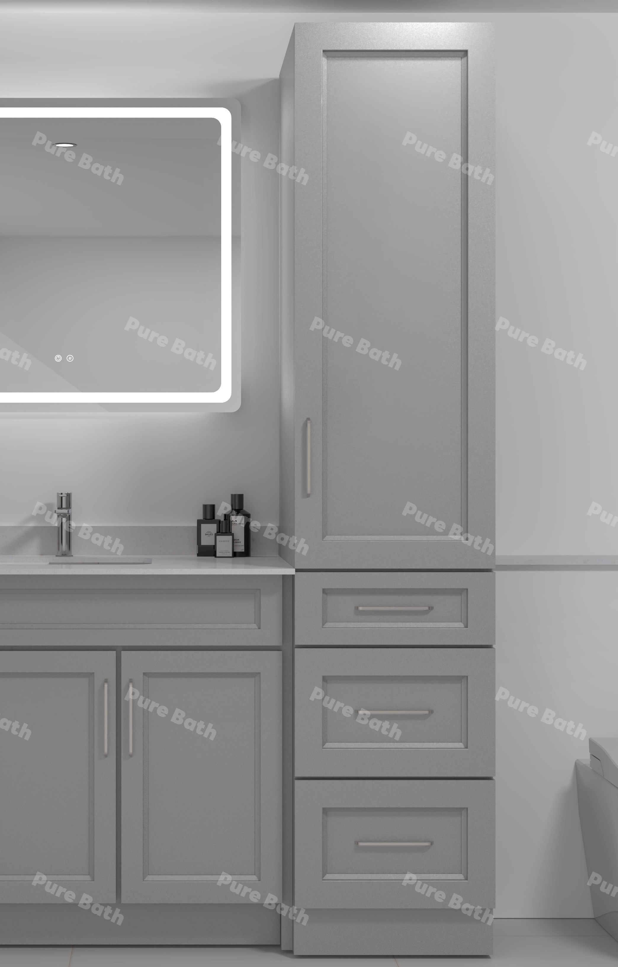 18" x 84" Freestanding Linen Tower Cabinet (Pinewood)