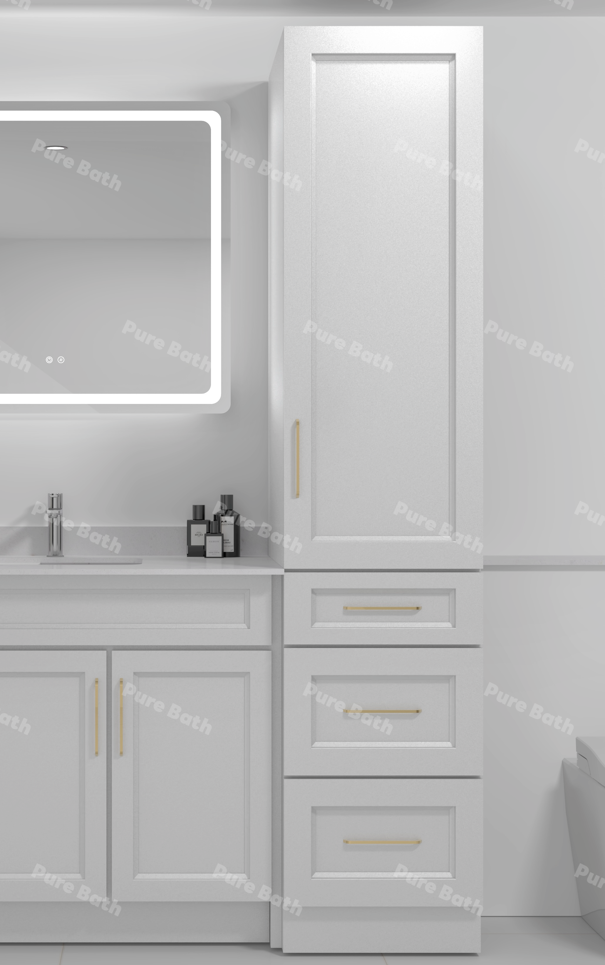 18" x 84" Freestanding Linen Tower Cabinet (Pinewood)