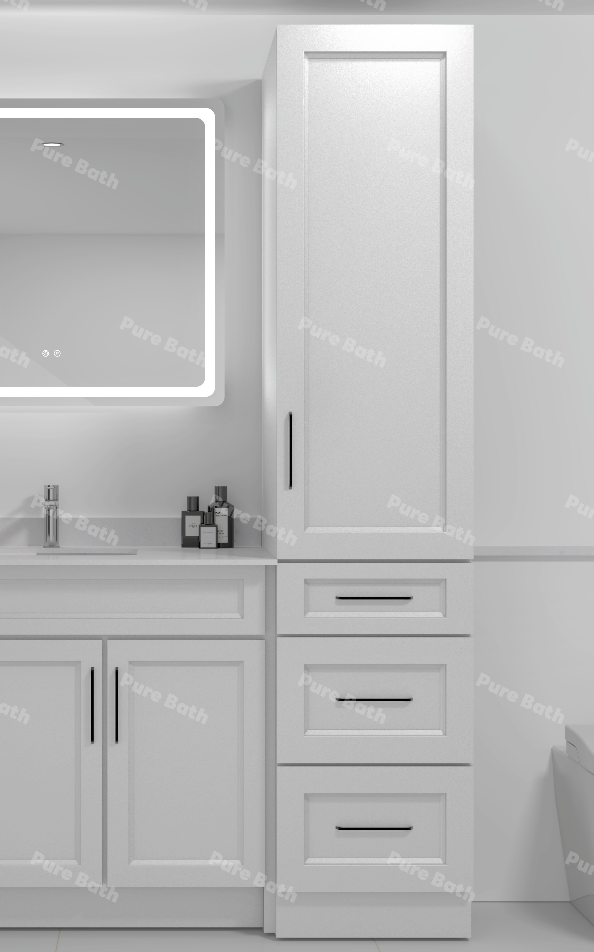 18" x 84" Freestanding Linen Tower Cabinet (Pinewood)