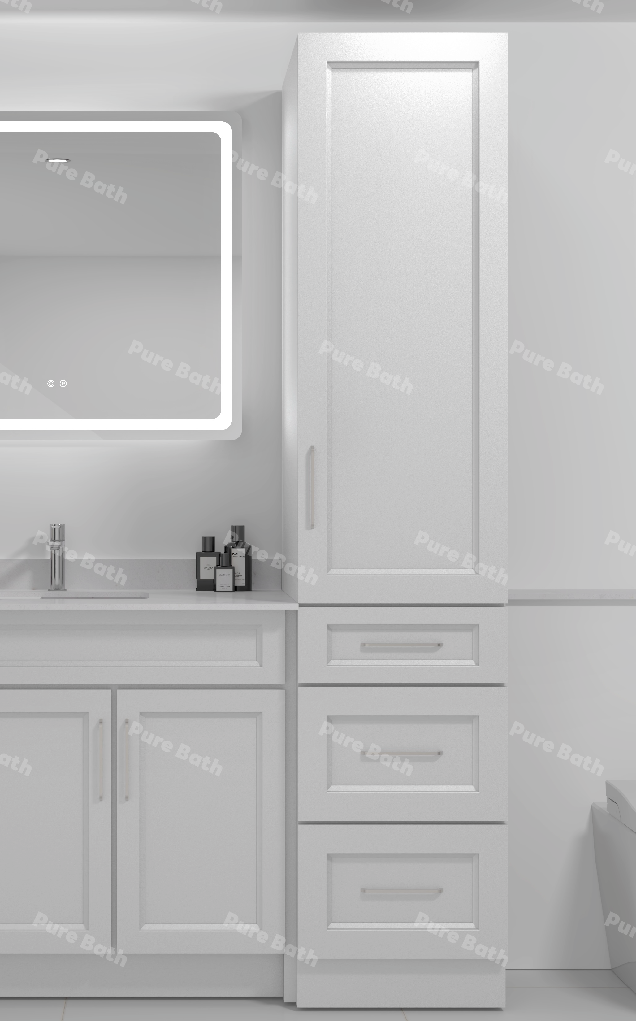 18" x 84" Freestanding Linen Tower Cabinet (Pinewood)