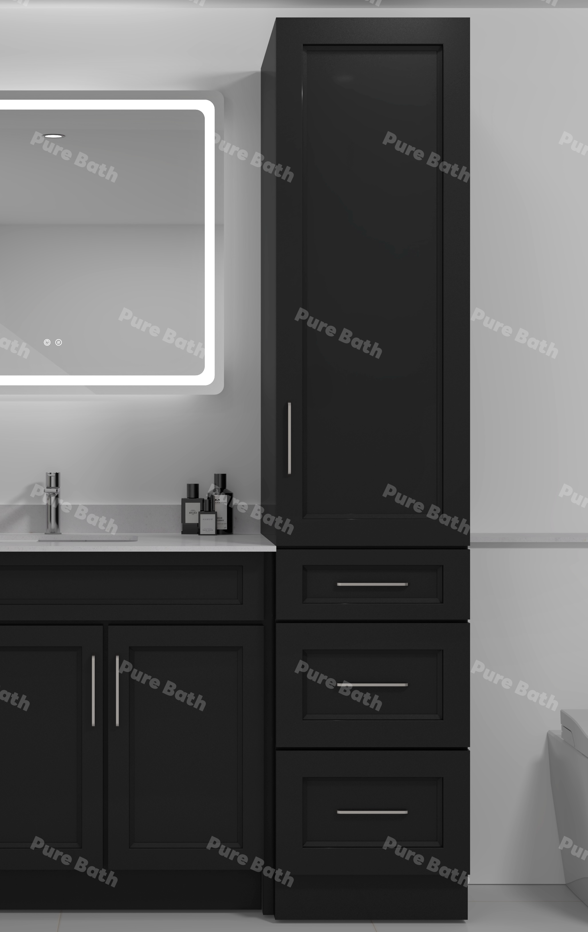 18" x 84" Freestanding Linen Tower Cabinet (Pinewood)