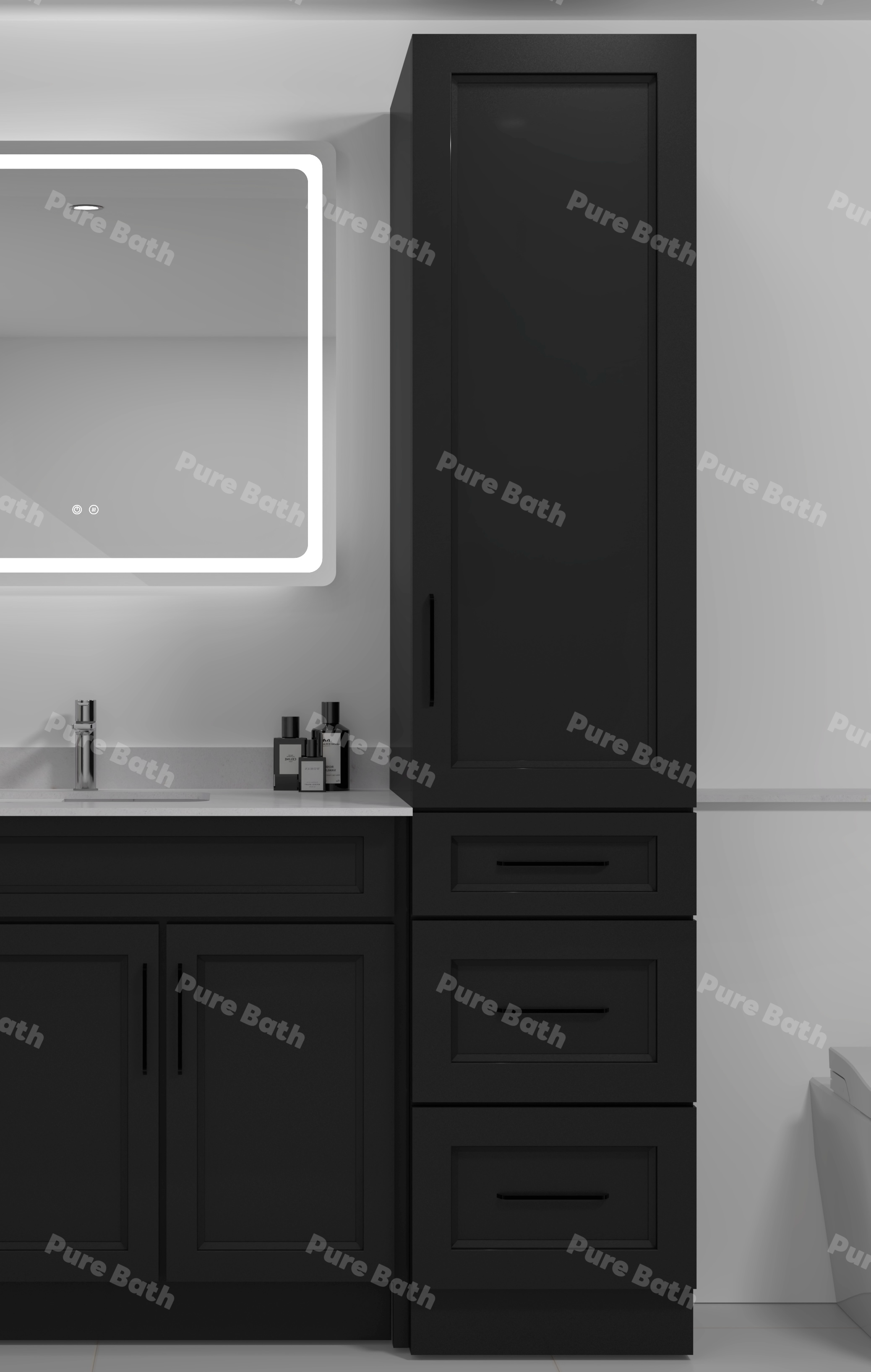 18" x 84" Freestanding Linen Tower Cabinet (Pinewood)