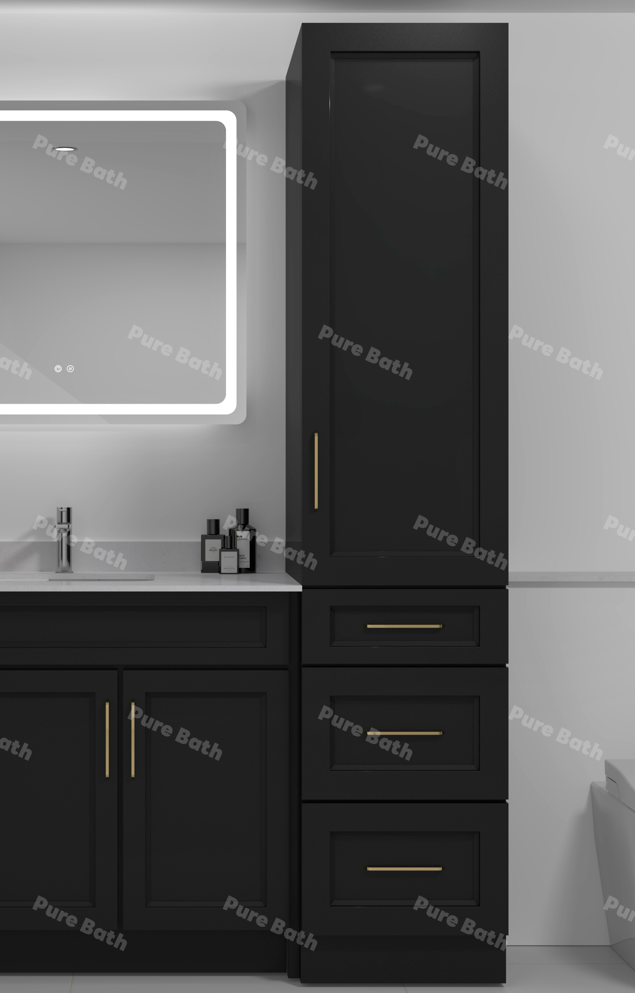 18" x 84" Freestanding Linen Tower Cabinet (Pinewood)