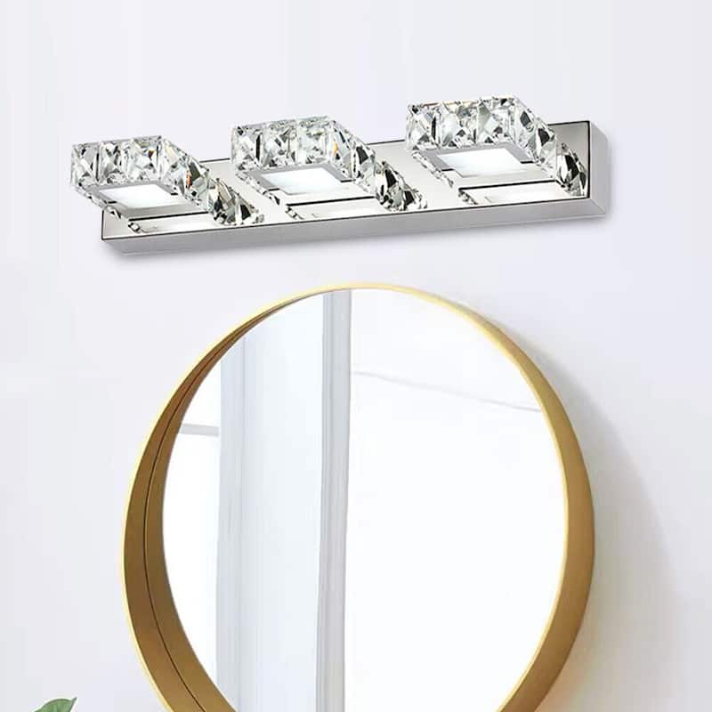 Luxury 3-Light Crystal LED Vanity Light – Chrome Finish