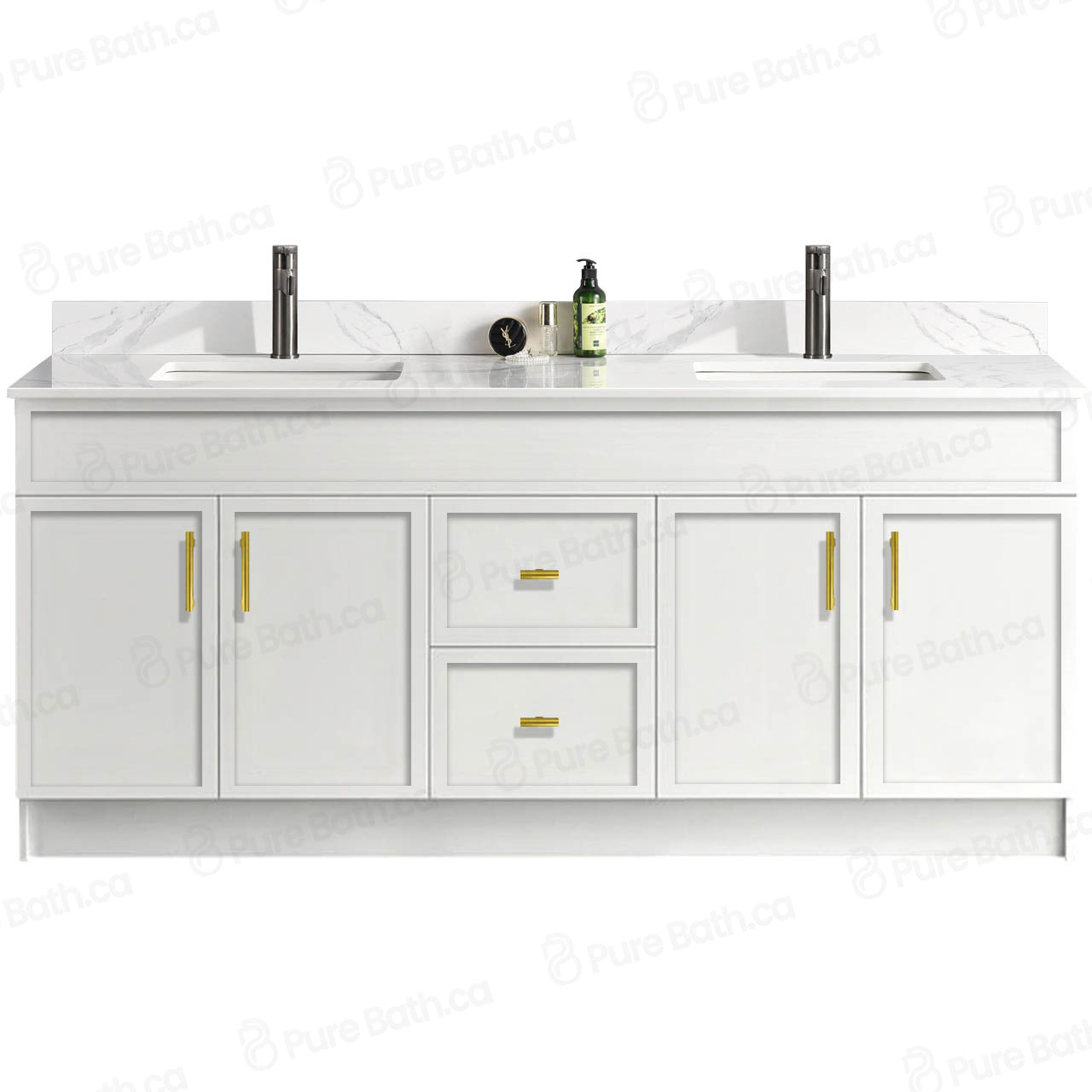 72″ Bathroom Vanity (HDF). Double Sink. Slim Shaker. Free Standing