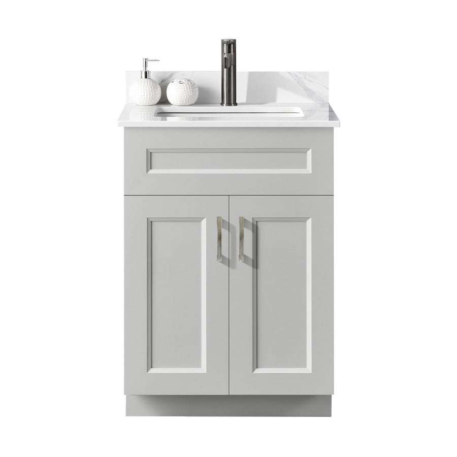 24″ Bathroom Vanity (Pinewood) Double Doors Free Standing Bathroom Cabinet