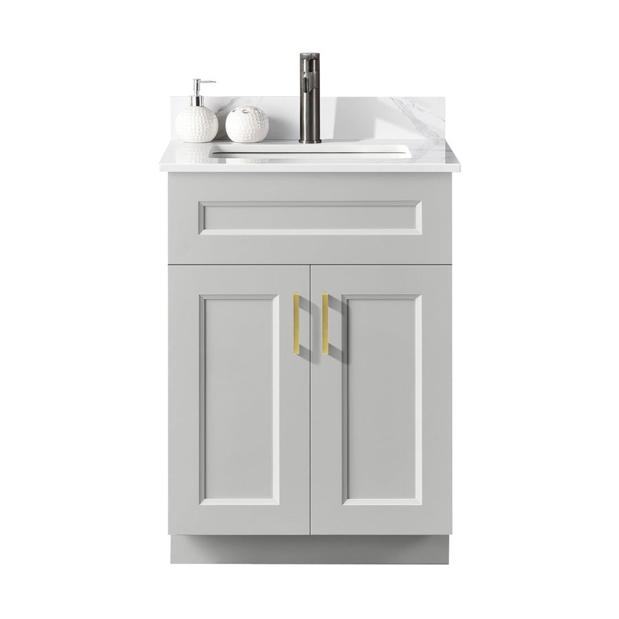 24″ Bathroom Vanity (Pinewood) Double Doors Free Standing Bathroom Cabinet