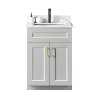 24″ Bathroom Vanity (Pinewood) Double Doors Free Standing Bathroom Cabinet