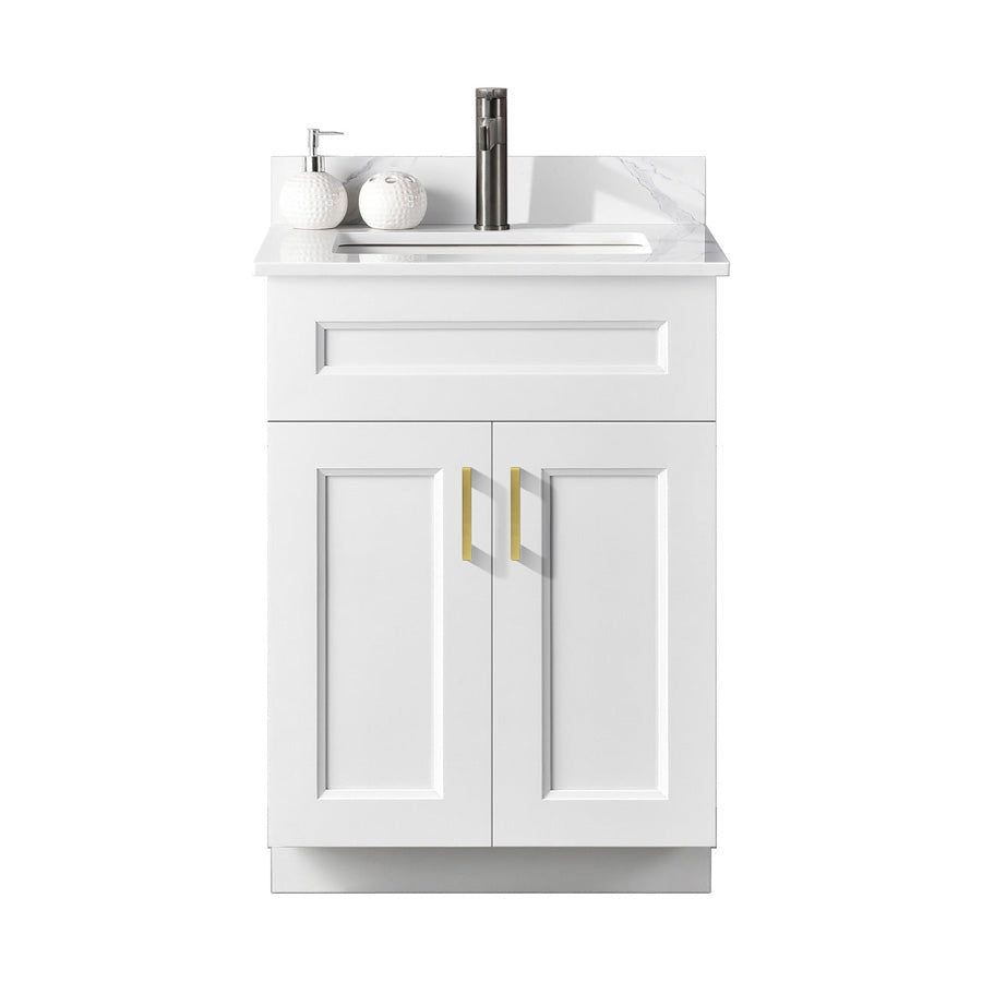 24″ Bathroom Vanity (Pinewood) Double Doors Free Standing Bathroom Cabinet