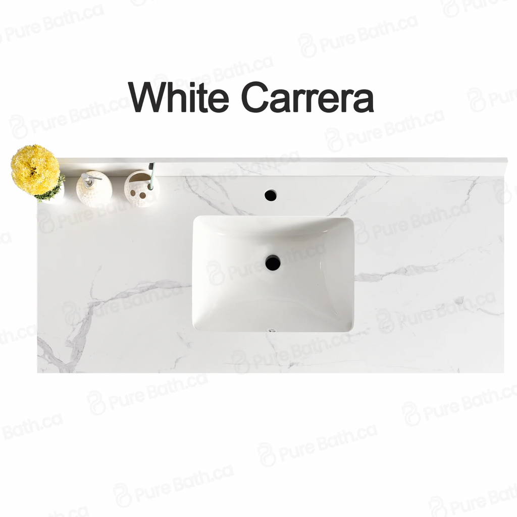 55" x 22.5" White Carrara Single Sink Countertop
