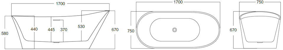 329-1500&1700 Acrylic Freestanding Bathtub