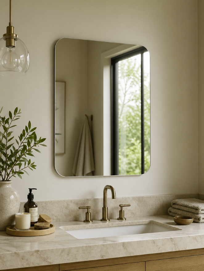 Frameless Rectangle Vanity On-Wall Mirror