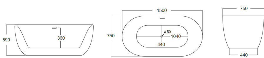 325-1500&1700 Acrylic Freestanding Bathtub