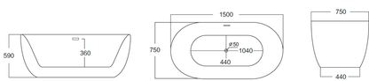 325-1500&1700 Acrylic Freestanding Bathtub