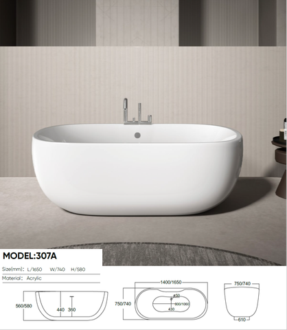 307-1650 Acrylic Freestanding Bathtub