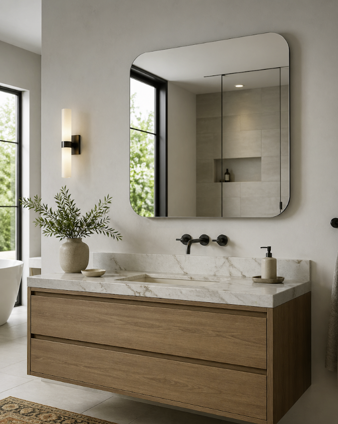 Frameless Rectangle Vanity On-Wall Mirror