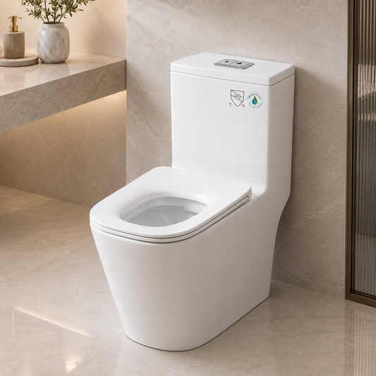 T2023 White One-Piece Dual-Flush Elongated Toilet