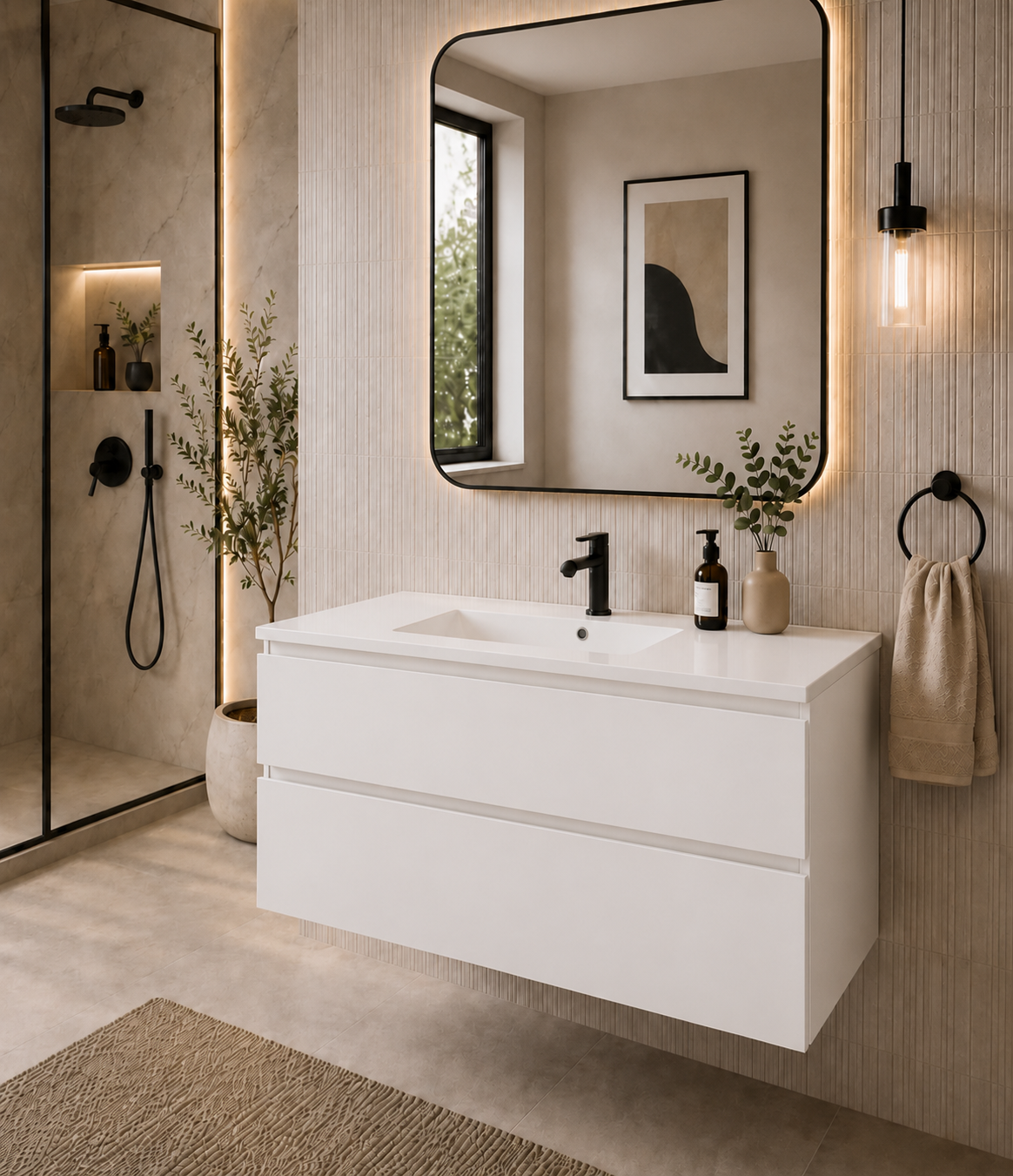 48" HC Series Hanging Vanity With Single Sink and Storage