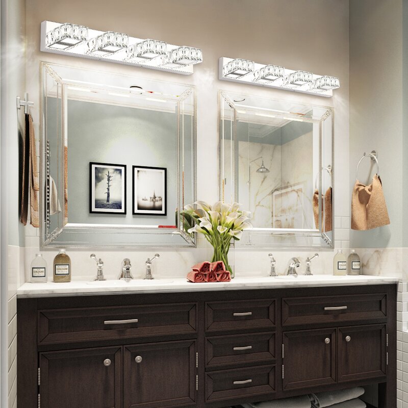 Luxury 4-Light Crystal LED Vanity Light – Chrome Finish