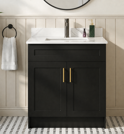 30″ Bathroom Vanity (HDF). Double Doors. Free Standing Bathroom Cabinet
