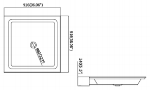 36×36 inch Central Drain Acrylic Shower Base