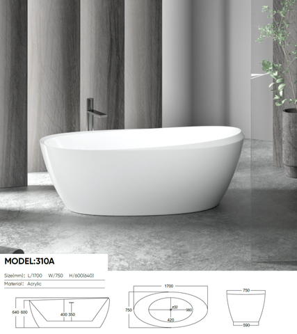 310-1700 Acrylic Freestanding Bathtub