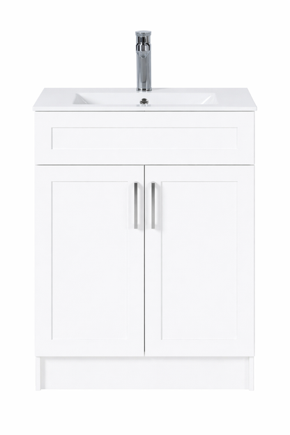 24″ Freestanding Bathroom Vanity With Ceramic Top (MDF)(GLS116)