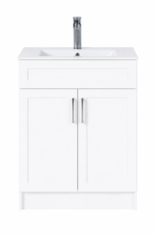 24″ Freestanding Bathroom Vanity With Ceramic Top (MDF)(GLS116)