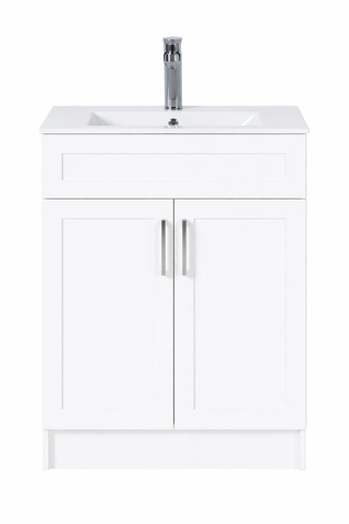 24″ Freestanding Bathroom Vanity With Ceramic Top (MDF)(GLS116)