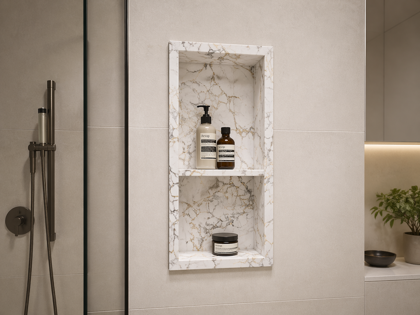 Quartz Shower Niche with Shelf