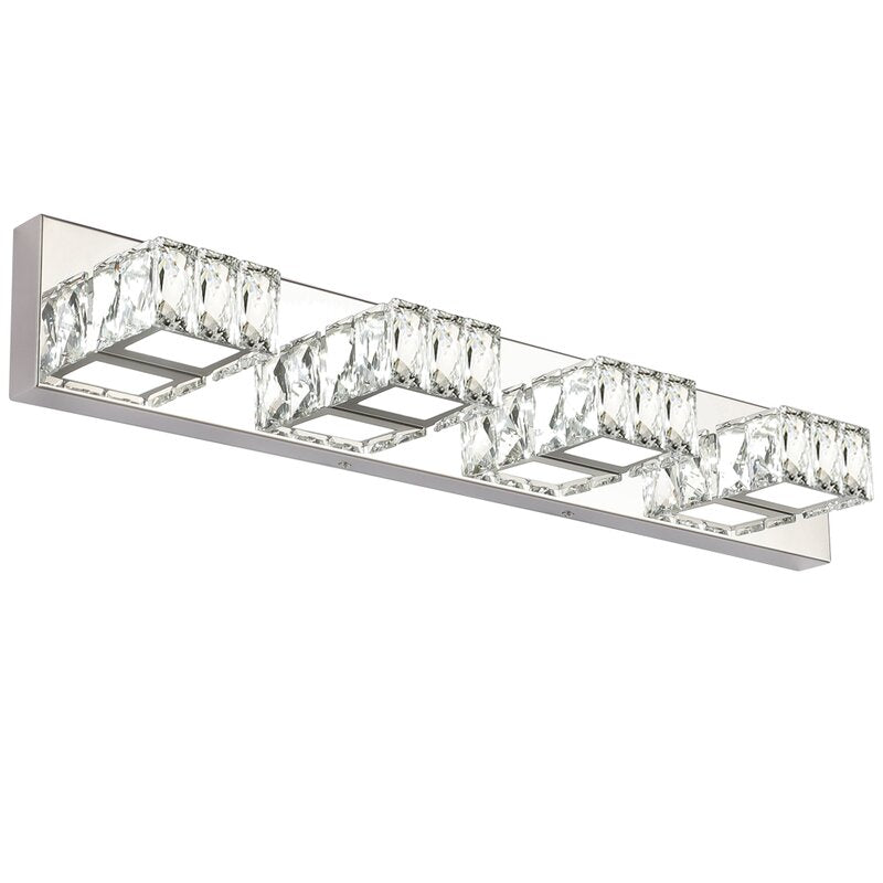Luxury 4-Light Crystal LED Vanity Light – Chrome Finish