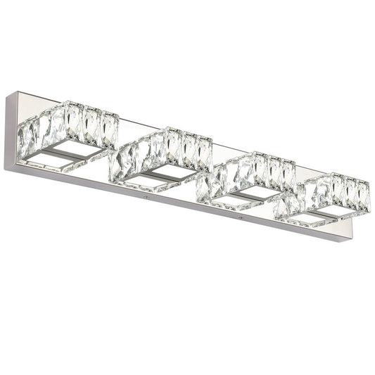 Luxury 4-Light Crystal LED Vanity Light – Chrome Finish