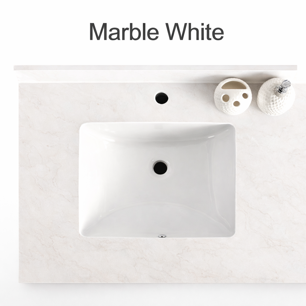 30″ Bathroom Vanity Oak Light (MDF) with Two Side Drawers. Free Standing